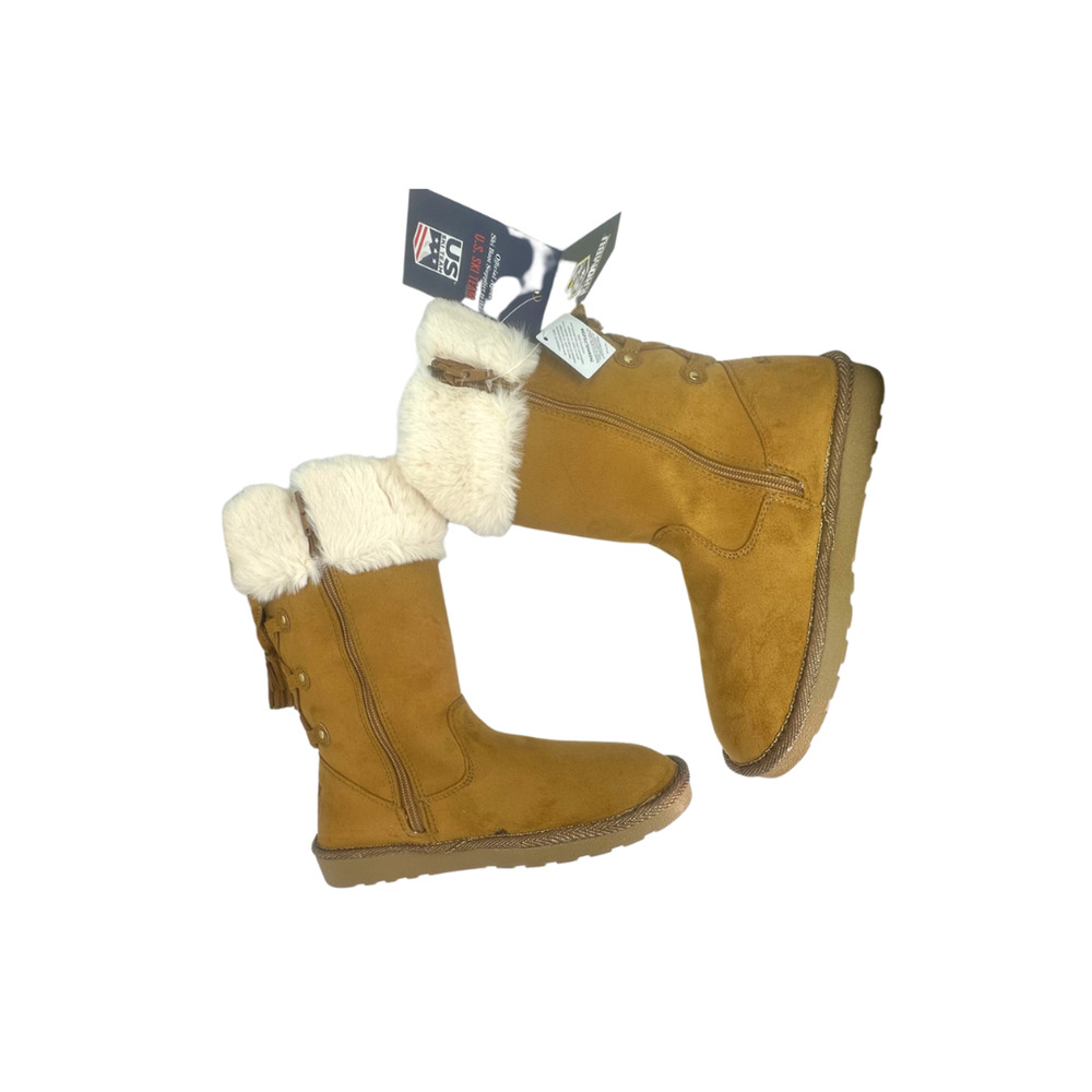 Khombu Mid-Calf Boots Faux Fur Waterproof Chestnut Women’s Size 6M